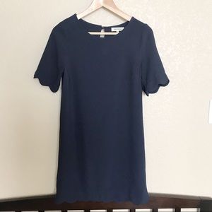 Monteau | Navy Scalloped Shift Dress